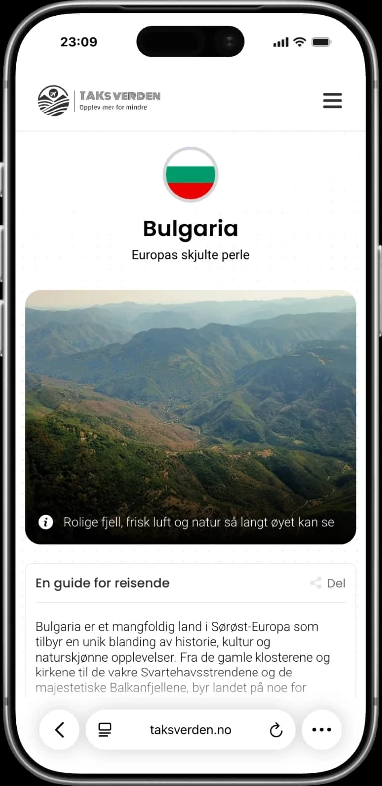Taksverden mobile — destination page